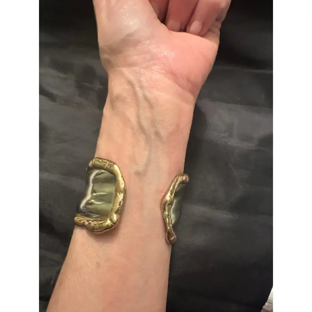 VINTAGE ALLEN JACOBSON SIGNED BRUTALIST MODERNIST CUFF BRACELET